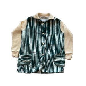 Vintage Sweater‎ Youth 4T Fawn Tog Bamboo Print 60s 70s Jacket